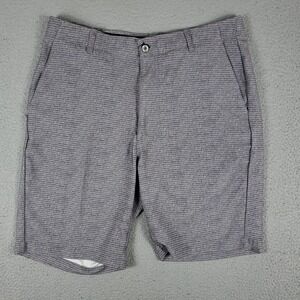 Pebble Beach Gray Striped Stretch Flat Front Chinos Shorts Mens Size 36